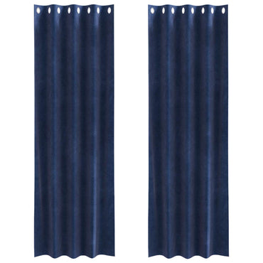 vidaXL Verdunkelungsvorhänge 2 pcs Dunkelblau 140 x 225 cm Samt
