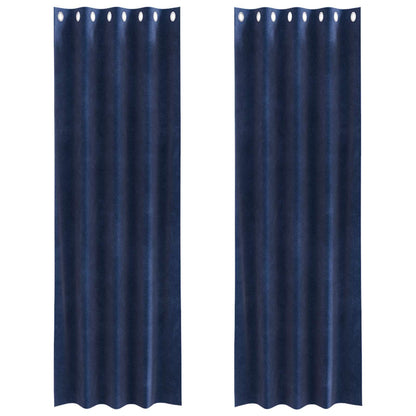 vidaXL Verdunkelungsvorhänge 2 pcs Dunkelblau 140 x 225 cm Samt