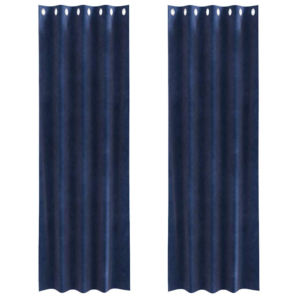 vidaXL Verdunkelungsvorhänge 2 pcs Dunkelblau 140 x 245 cm Samt