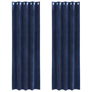vidaXL Verdunkelungsvorhänge 2 pcs Dunkelblau 140 x 245 cm Samt