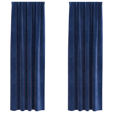 vidaXL Verdunkelungsvorhänge 2 pcs Dunkelblau 140 x 225 cm Samt