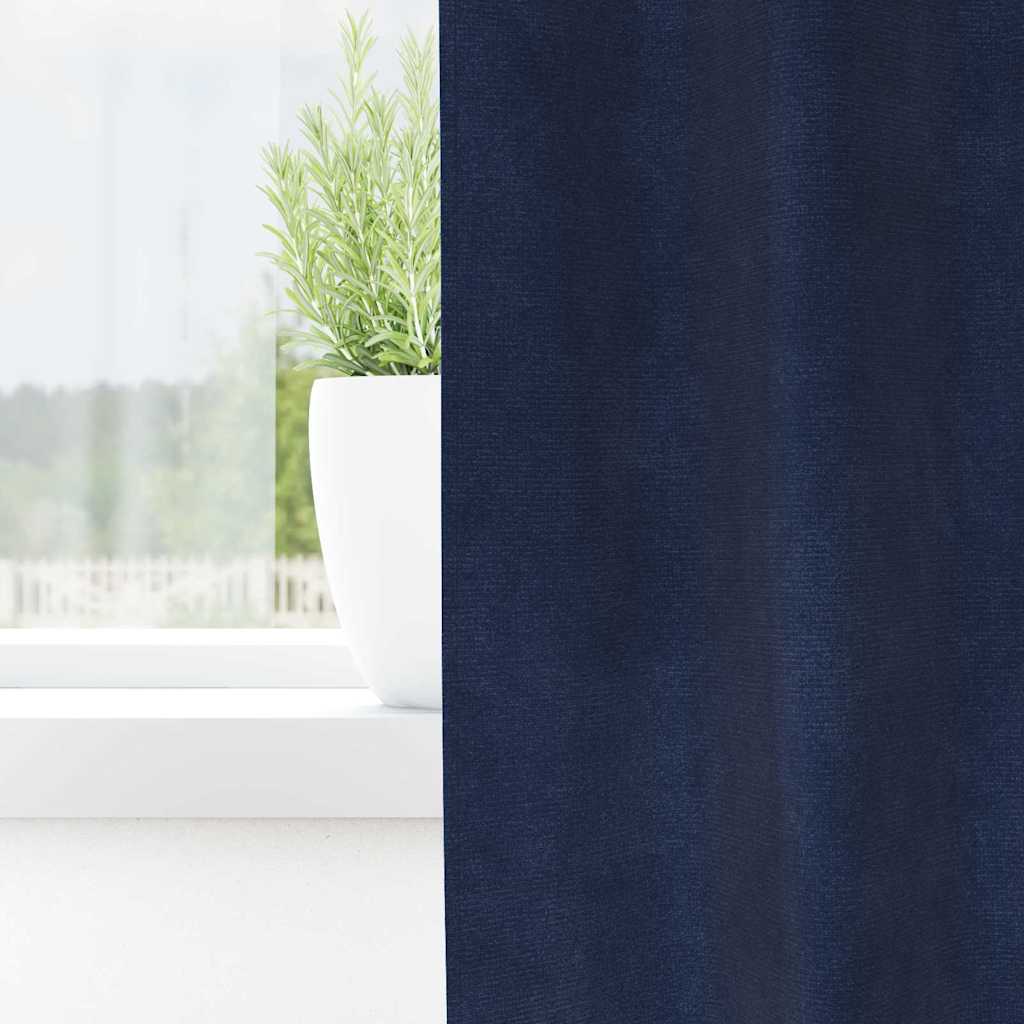 vidaXL Verdunkelungsvorhänge 2 pcs Dunkelblau 140 x 245 cm Samt