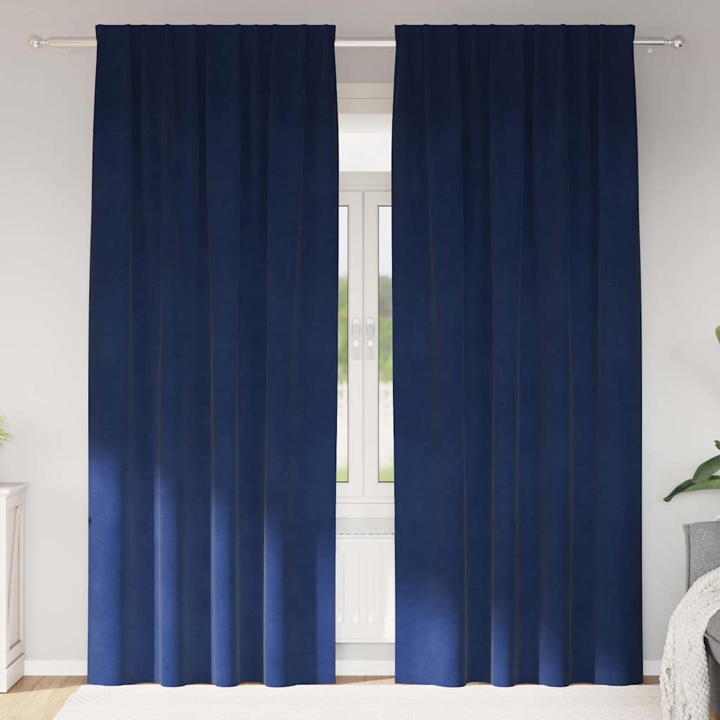vidaXL Verdunkelungsvorhänge 2 pcs Dunkelblau 140 x 245 cm Samt