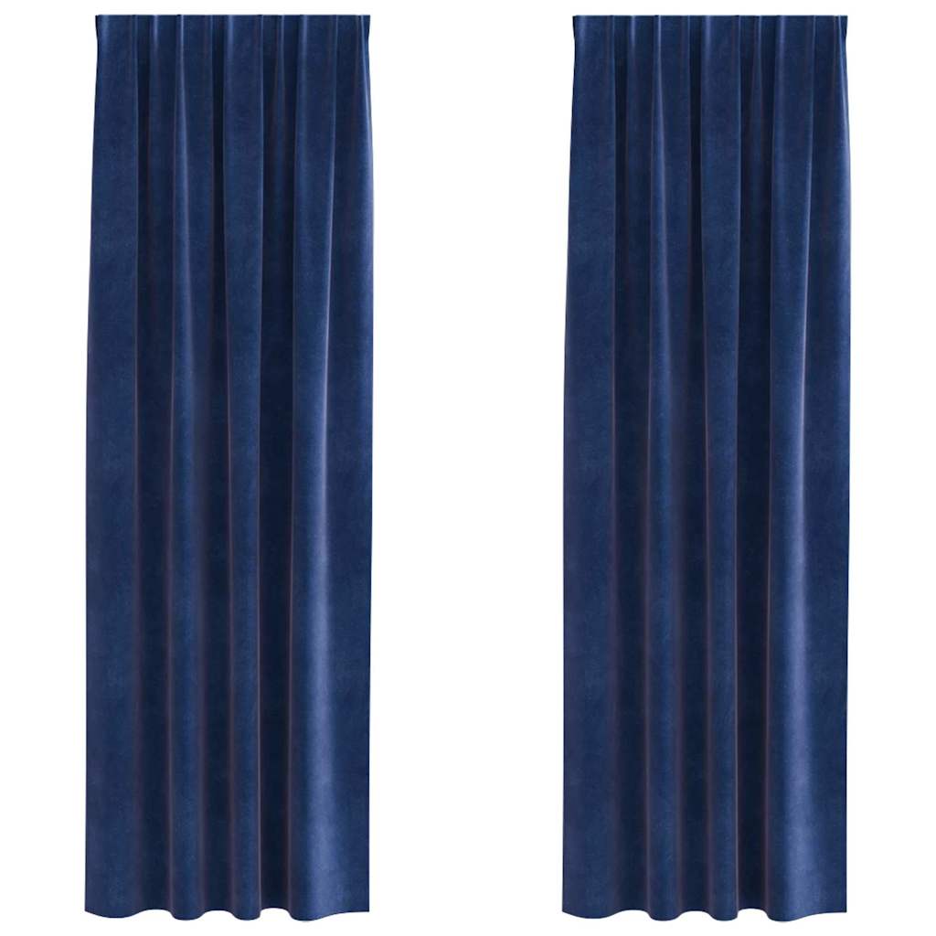 vidaXL Verdunkelungsvorhänge 2 pcs Dunkelblau 140 x 245 cm Samt