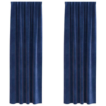 vidaXL Verdunkelungsvorhänge 2 pcs Dunkelblau 140 x 245 cm Samt