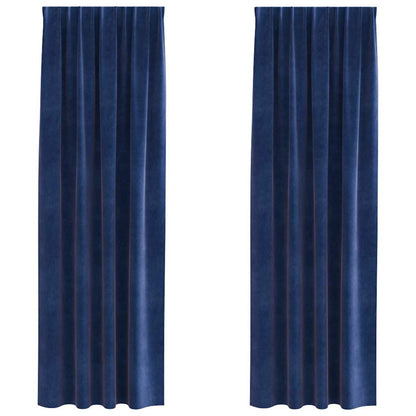 vidaXL Verdunkelungsvorhänge 2 pcs Dunkelblau 140 x 245 cm Samt