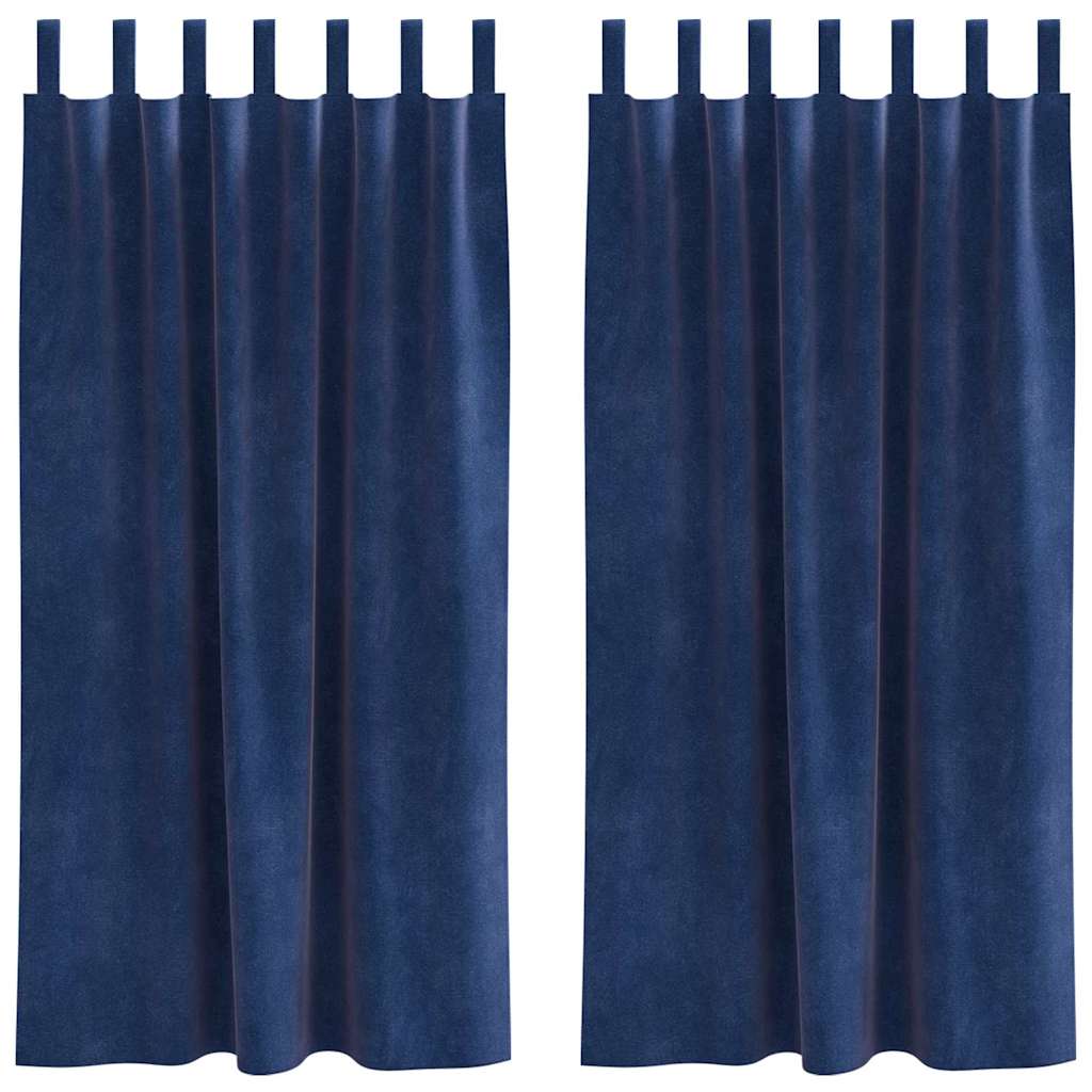 vidaXL Verdunkelungsvorhänge 2 pcs Dunkelblau 140 x 175 cm Samt