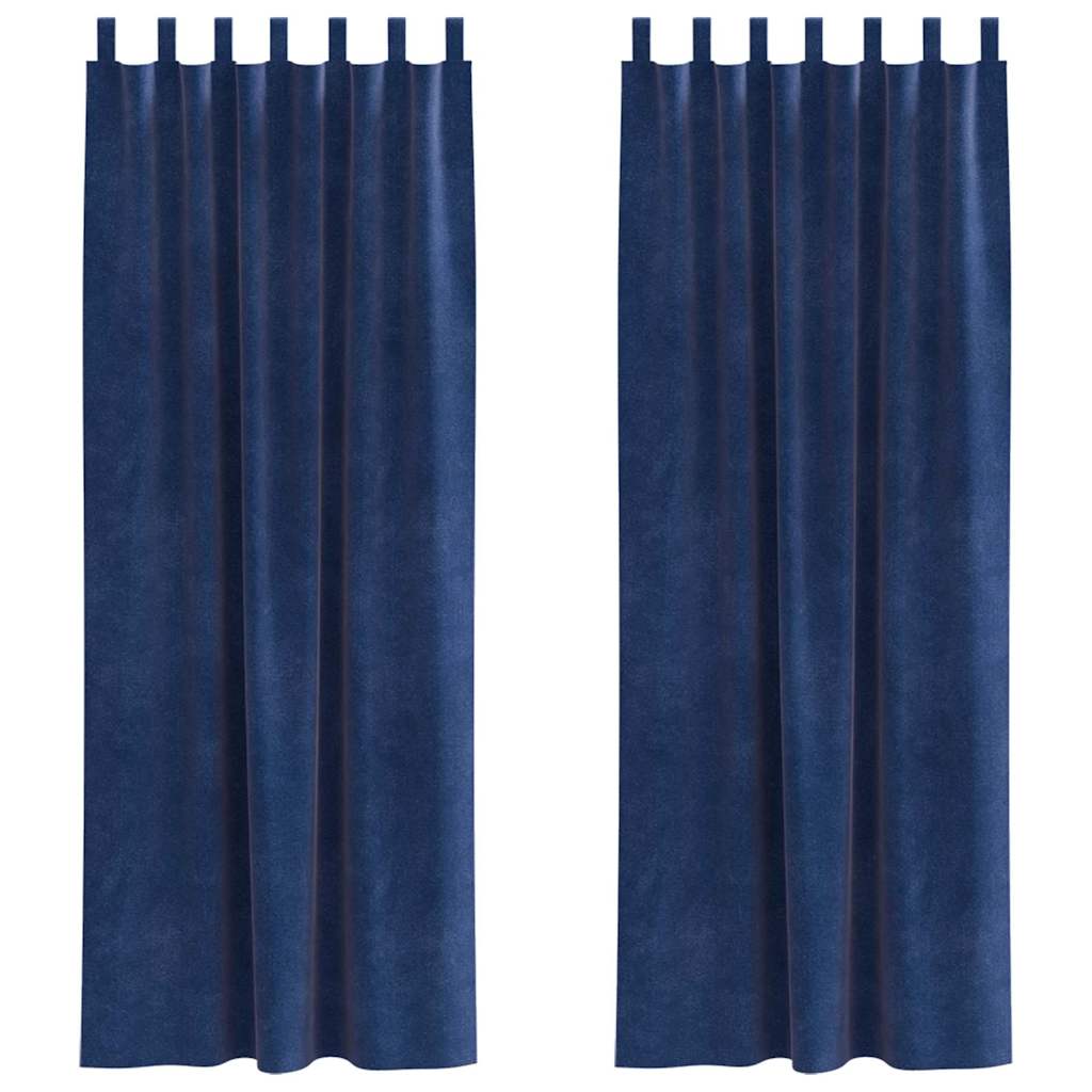 vidaXL Verdunkelungsvorhänge 2 pcs Dunkelblau 140 x 245 cm Samt