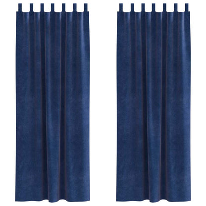 vidaXL Verdunkelungsvorhänge 2 pcs Dunkelblau 140 x 245 cm Samt