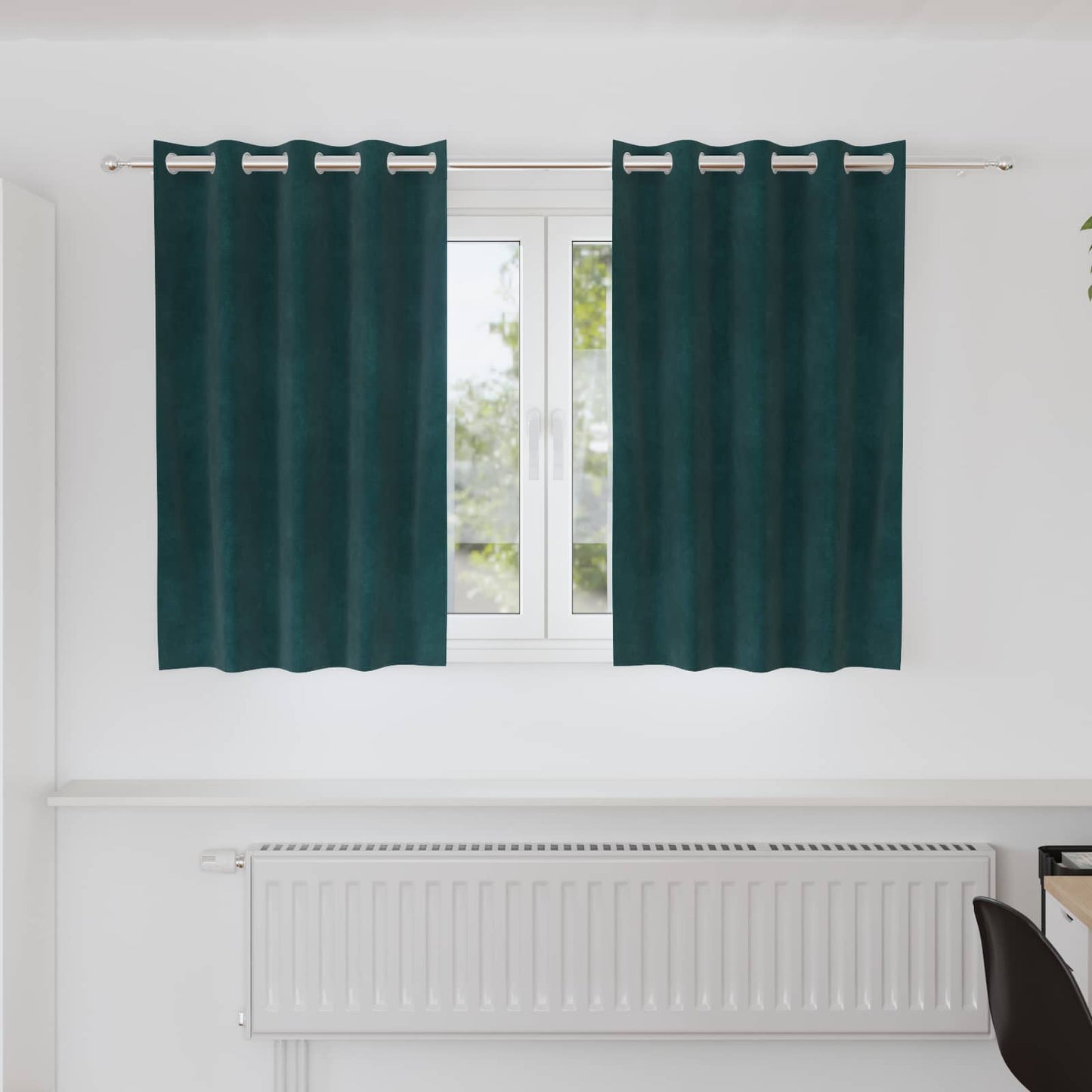 vidaXL Verdunkelungsvorhänge 2 pcs Dunkelgrün 140 x 140 cm Samt