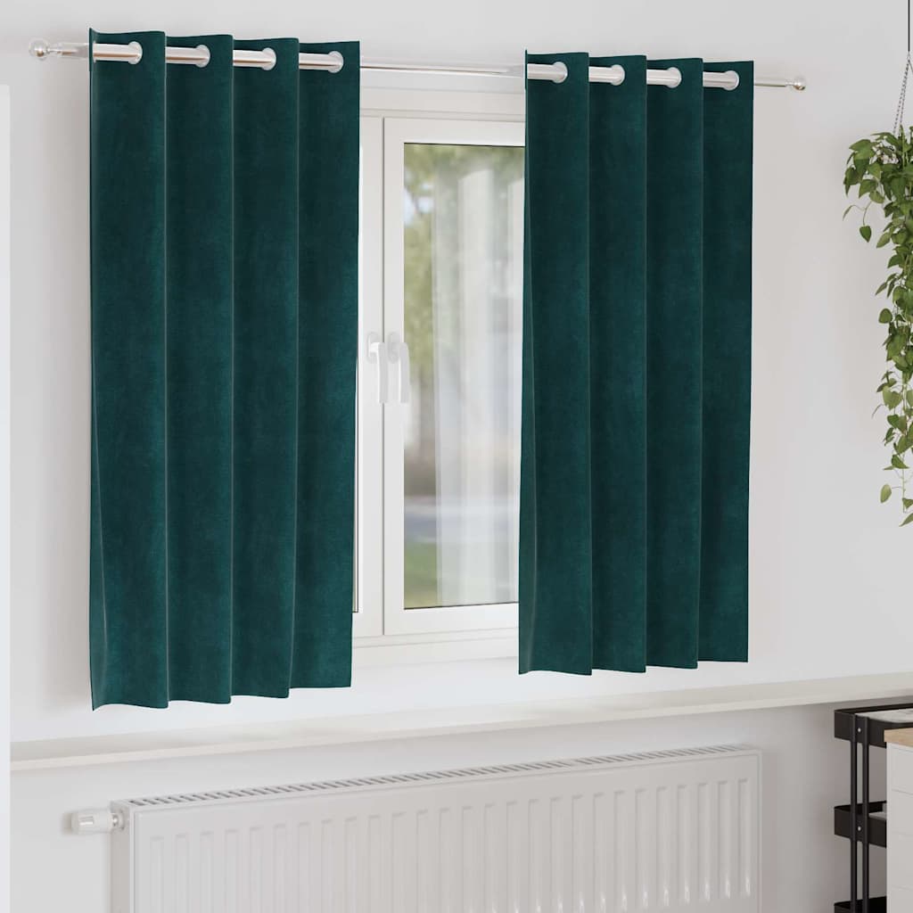 vidaXL Verdunkelungsvorhänge 2 pcs Dunkelgrün 140 x 175 cm Samt