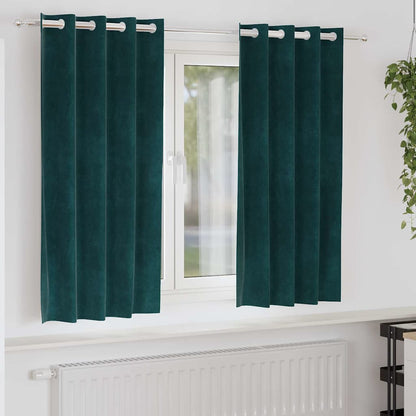 vidaXL Verdunkelungsvorhänge 2 pcs Dunkelgrün 140 x 175 cm Samt