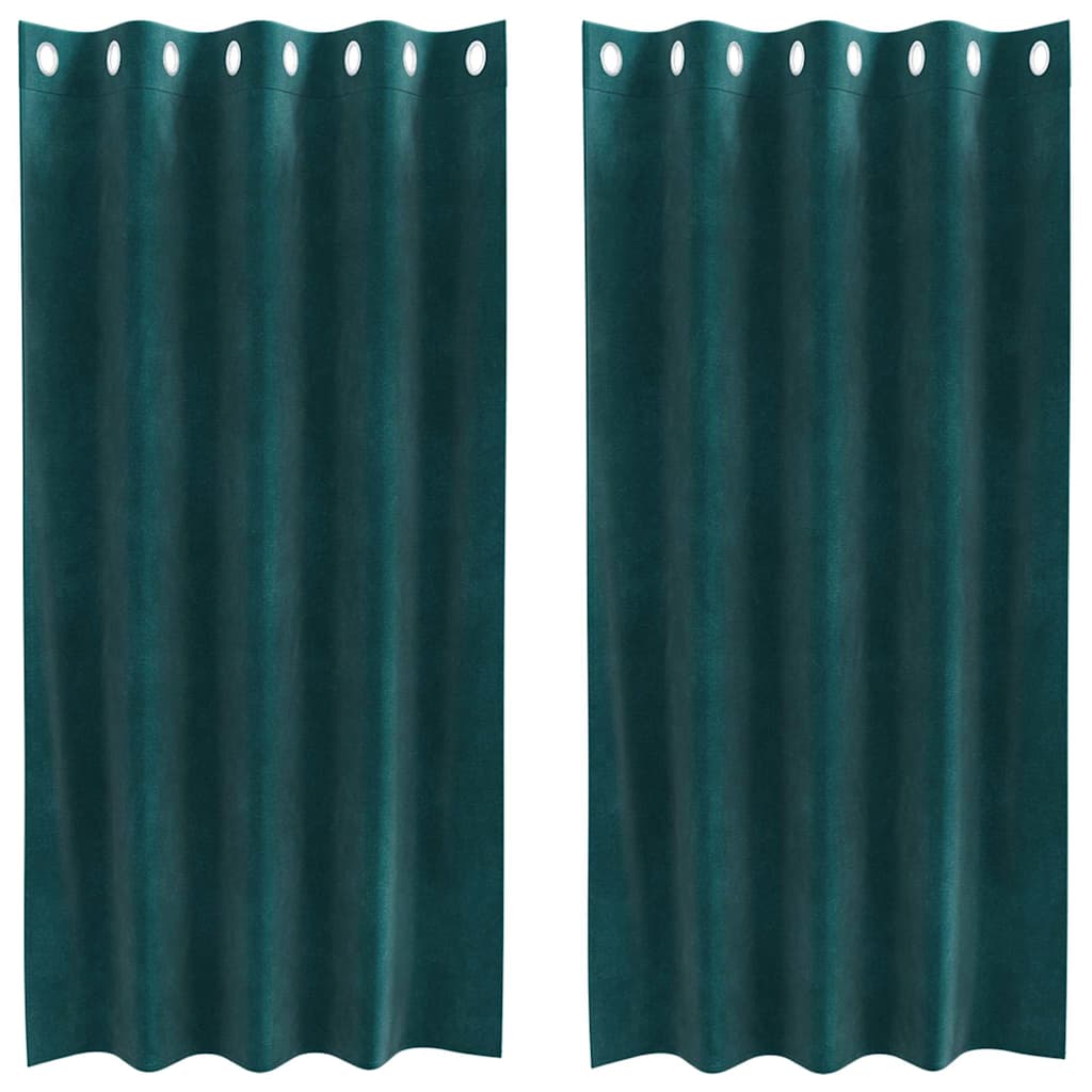 vidaXL Verdunkelungsvorhänge 2 pcs Dunkelgrün 140 x 175 cm Samt