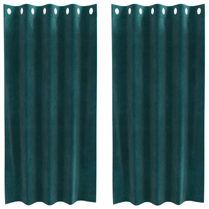 vidaXL Verdunkelungsvorhänge 2 pcs Dunkelgrün 140 x 175 cm Samt
