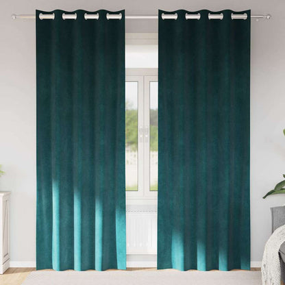vidaXL Verdunkelungsvorhänge 2 pcs Dunkelgrün 140 x 225 cm Samt