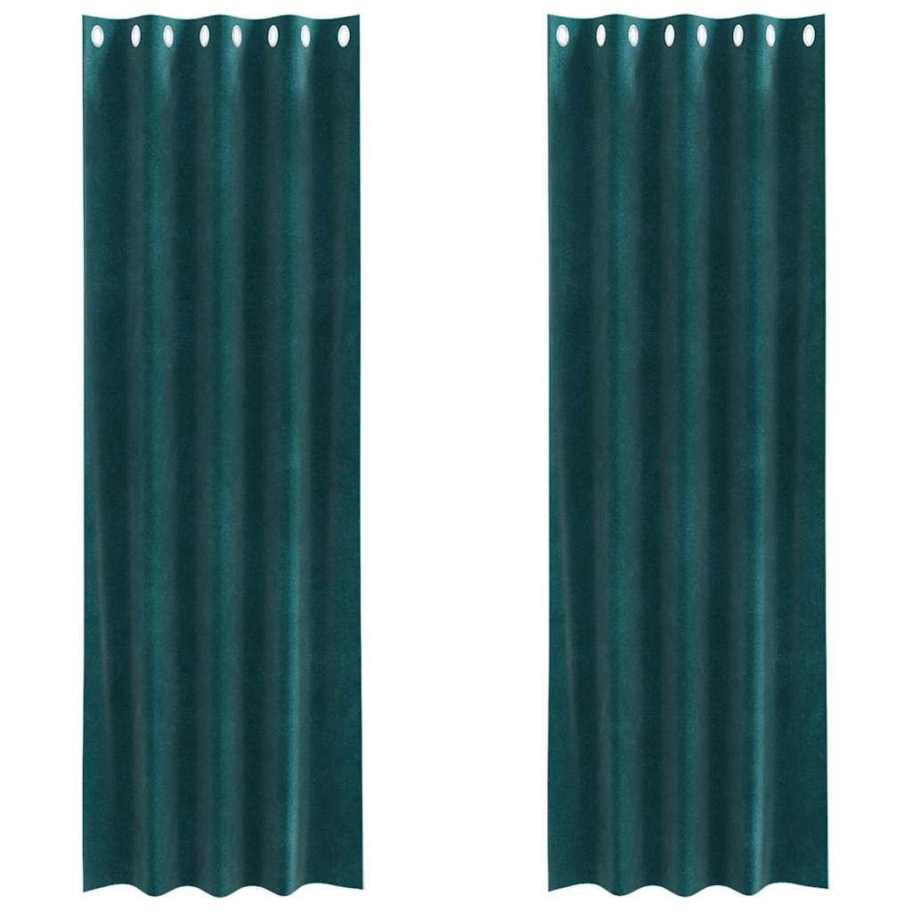 vidaXL Verdunkelungsvorhänge 2 pcs Dunkelgrün 140 x 225 cm Samt