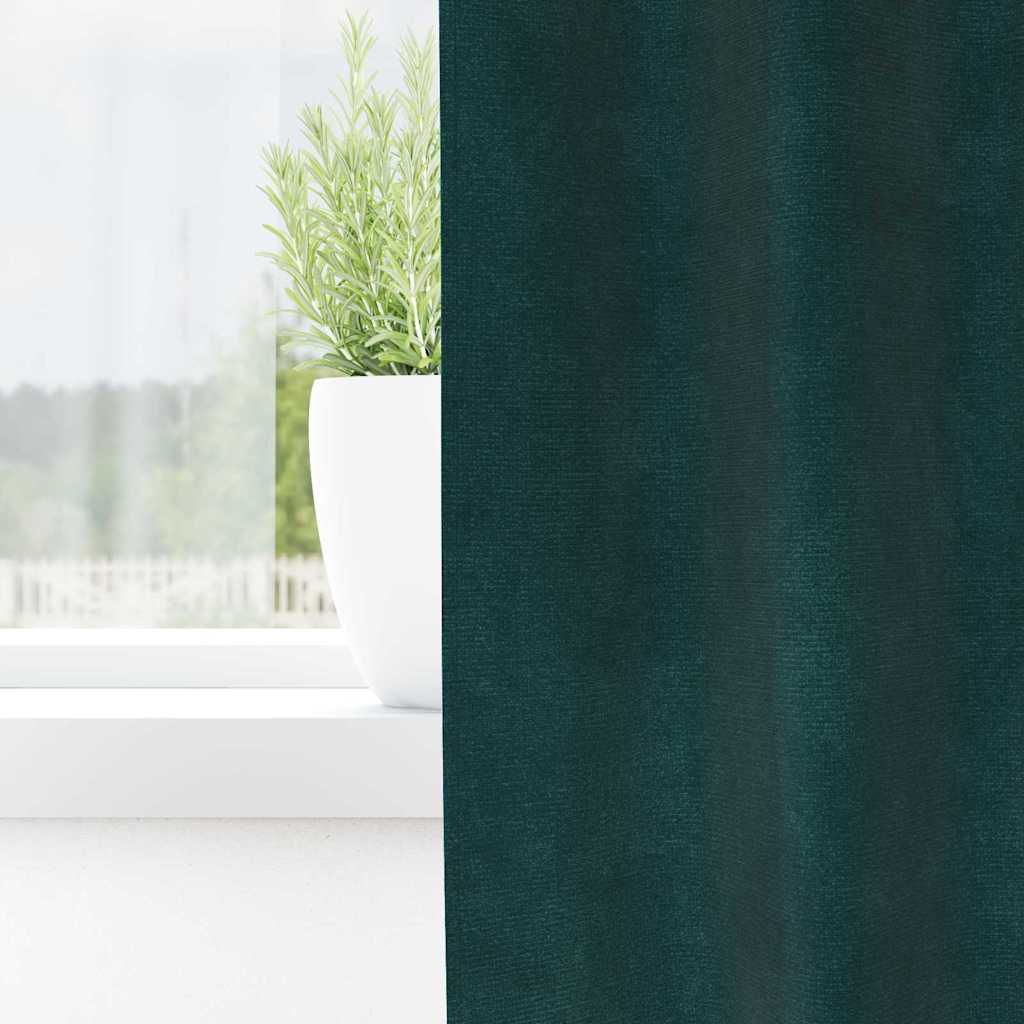 vidaXL Verdunkelungsvorhänge 2 pcs Dunkelgrün 140 x 260 cm Samt