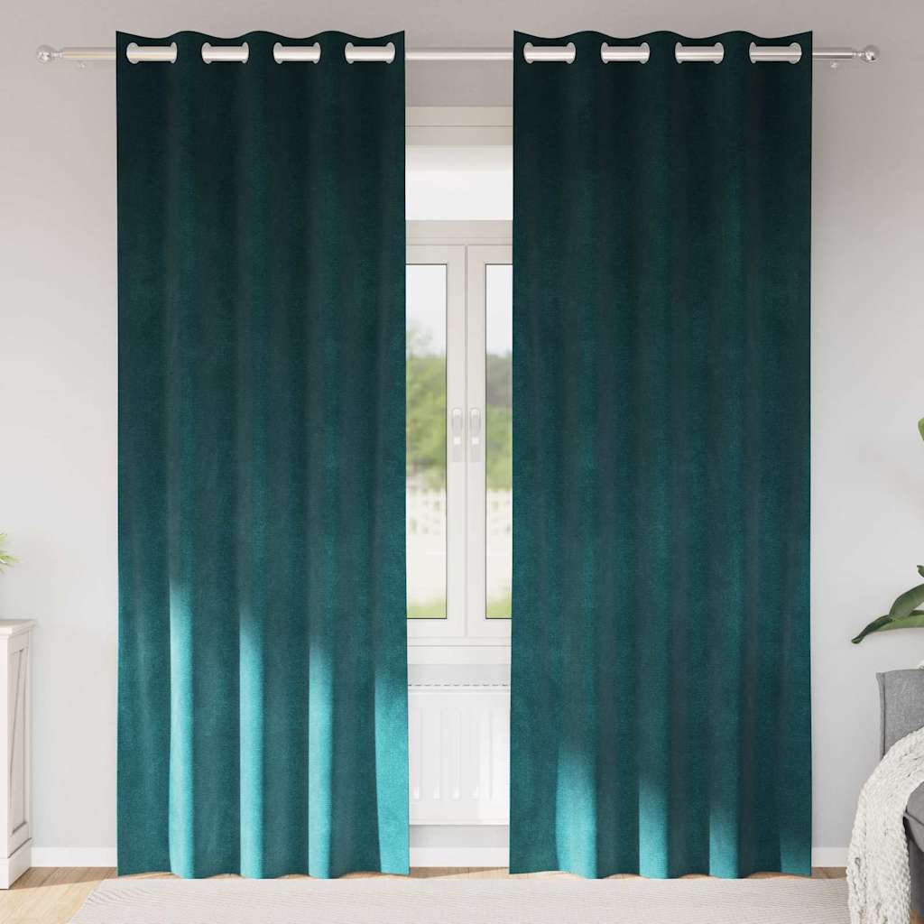 vidaXL Verdunkelungsvorhänge 2 pcs Dunkelgrün 140 x 260 cm Samt