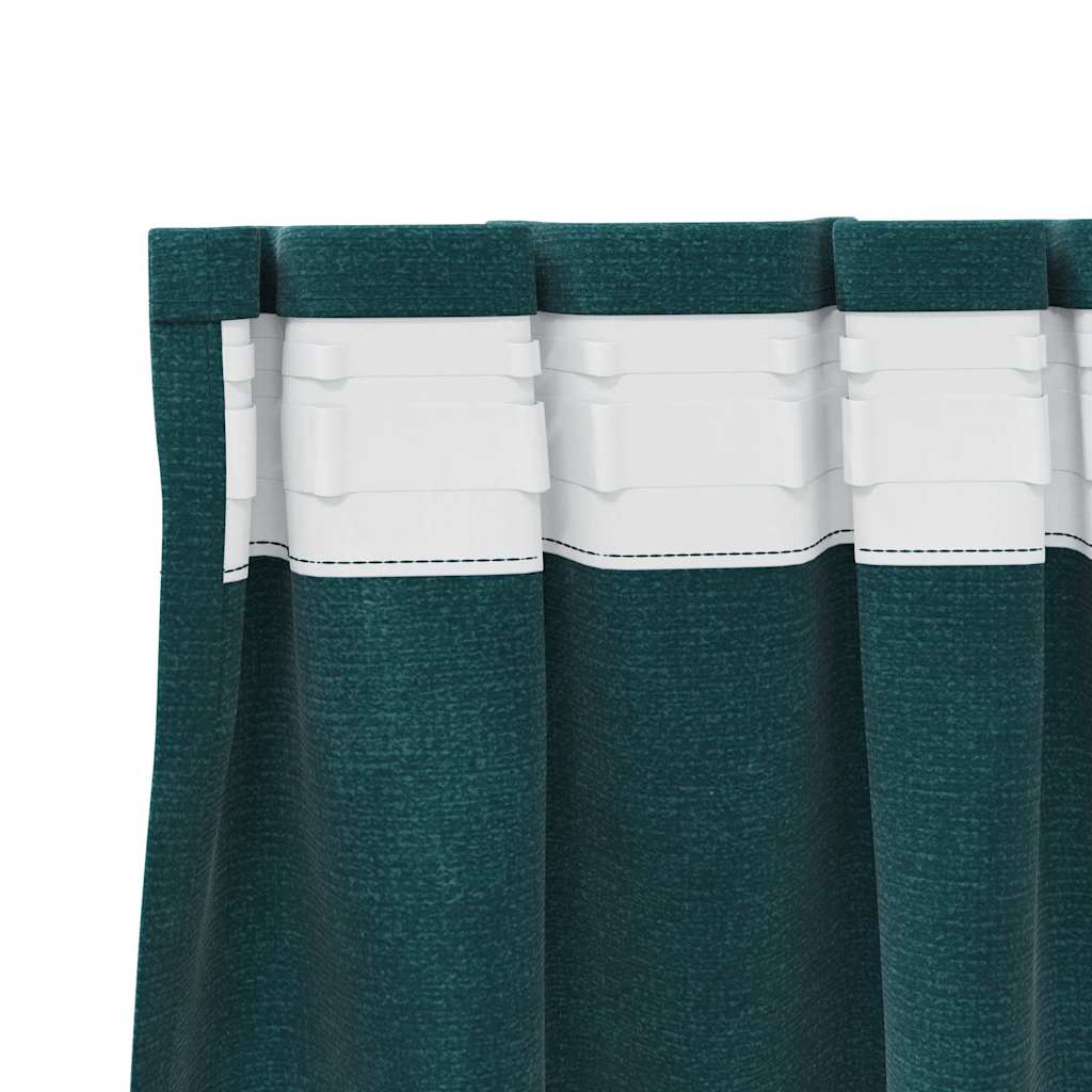 vidaXL Rideaux avec cantonnière 2 pcs Vert foncé 140 x 140 cm Velours