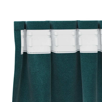 vidaXL Rideaux avec cantonnière 2 pcs Vert foncé 140 x 140 cm Velours