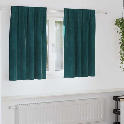 vidaXL Rideaux avec cantonnière 2 pcs Vert foncé 140 x 140 cm Velours