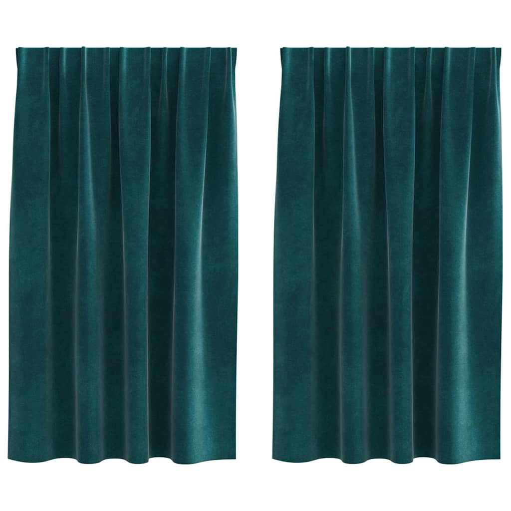 vidaXL Rideaux avec cantonnière 2 pcs Vert foncé 140 x 140 cm Velours