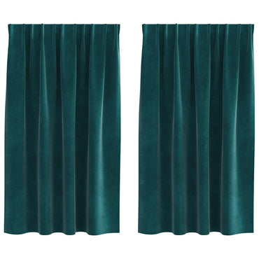 vidaXL Vorhänge mit Vorhängen 2 pcs Dunkelgrün 140 x 140 cm Samt