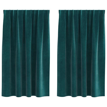 vidaXL Rideaux avec cantonnière 2 pcs Vert foncé 140 x 140 cm Velours