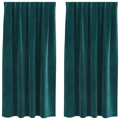 vidaXL Verdunkelungsvorhänge 2 pcs Dunkelgrün 140 x 175 cm Samt