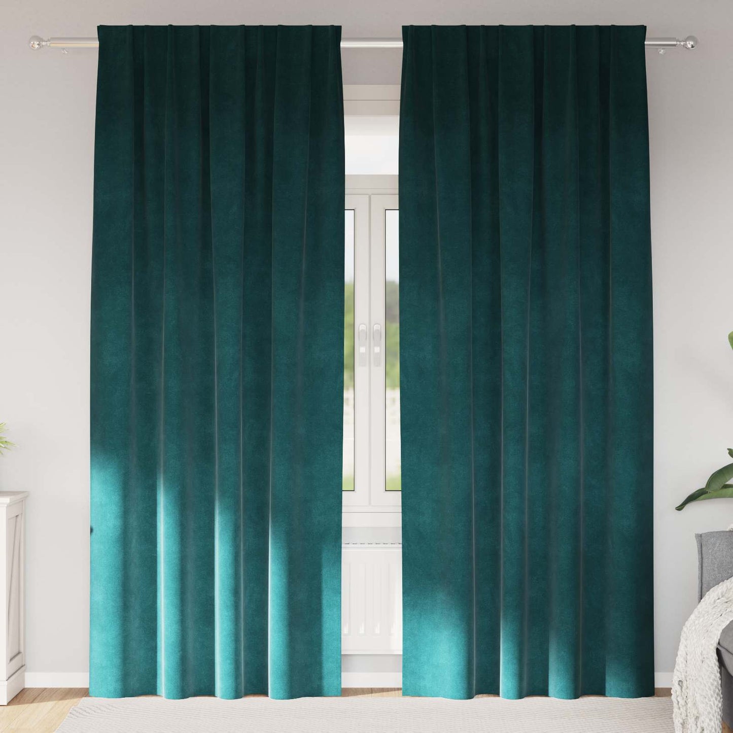 vidaXL Verdunkelungsvorhänge 2 pcs Dunkelgrün 140 x 260 cm Samt