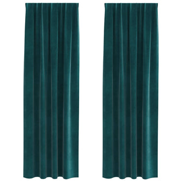 vidaXL Verdunkelungsvorhänge 2 pcs Dunkelgrün 140 x 260 cm Samt