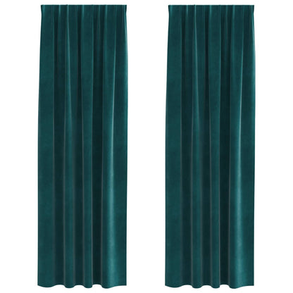 vidaXL Verdunkelungsvorhänge 2 pcs Dunkelgrün 140 x 260 cm Samt