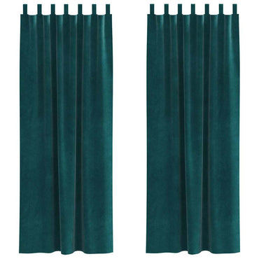 vidaXL Verdunkelungsvorhänge 2 pcs Dunkelgrün 140 x 225 cm Samt