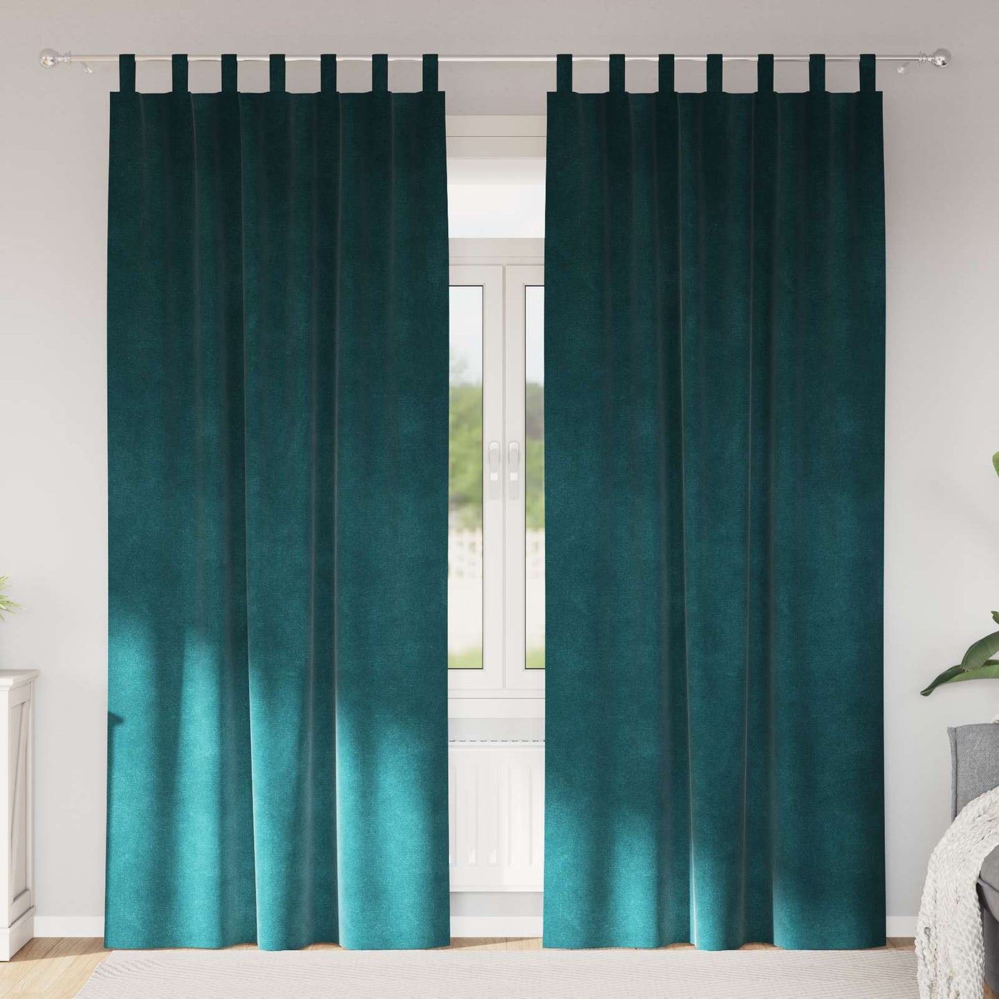 vidaXL Verdunkelungsvorhänge 2 pcs Dunkelgrün 140 x 245 cm Samt