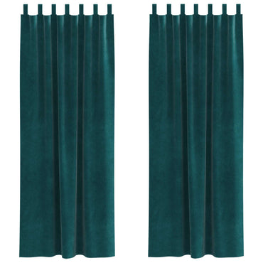 vidaXL Verdunkelungsvorhänge 2 pcs Dunkelgrün 140 x 245 cm Samt