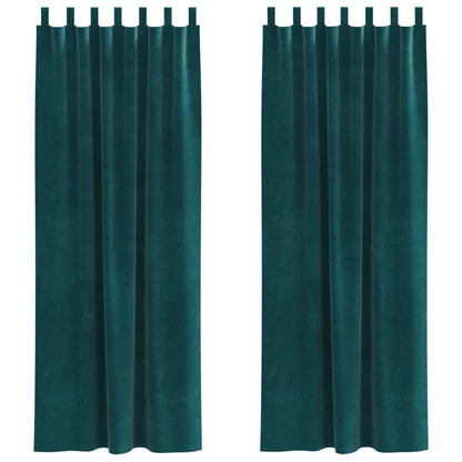 vidaXL Verdunkelungsvorhänge 2 pcs Dunkelgrün 140 x 245 cm Samt
