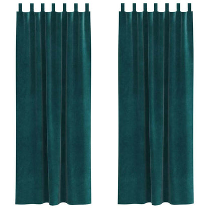 vidaXL Verdunkelungsvorhänge 2 pcs Dunkelgrün 140 x 260 cm Samt