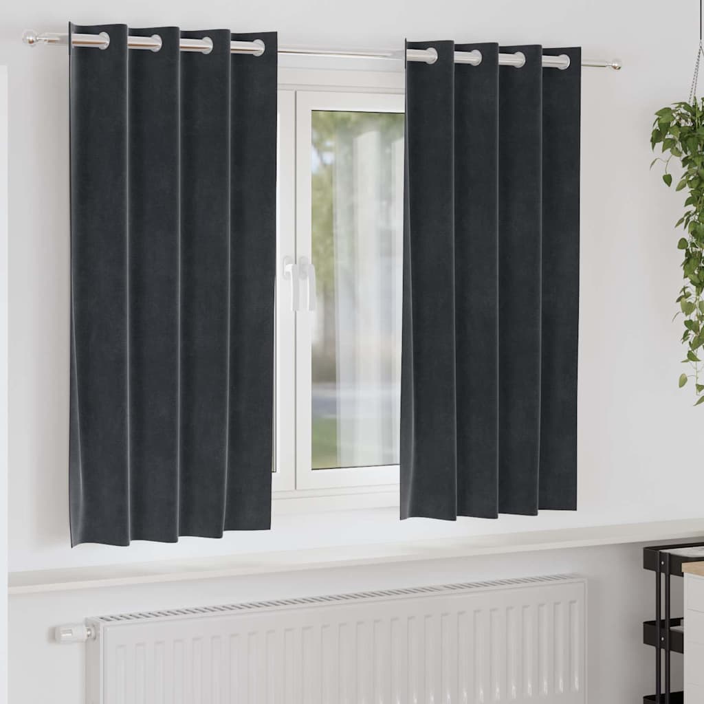 vidaXL Rideaux occultants 2 pcs Gris foncé 140 x 175 cm Velours