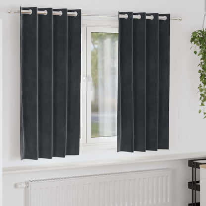 vidaXL Rideaux occultants 2 pcs Gris foncé 140 x 175 cm Velours
