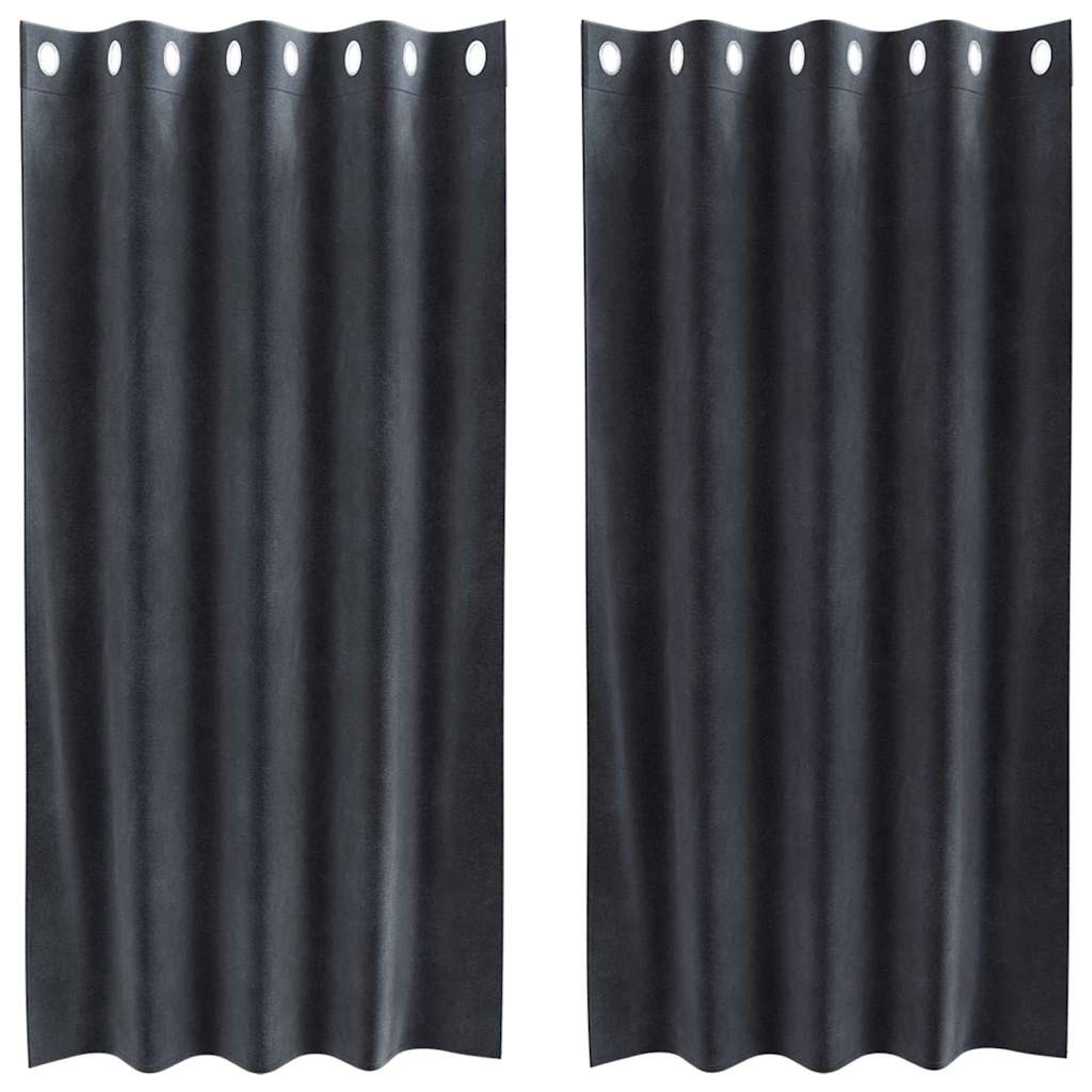 vidaXL Rideaux occultants 2 pcs Gris foncé 140 x 175 cm Velours