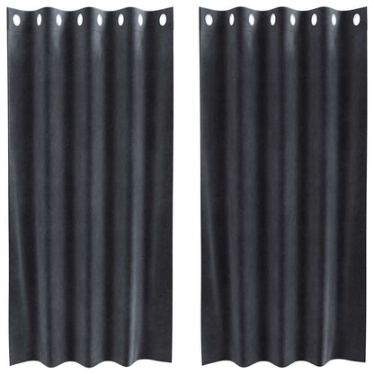 vidaXL Rideaux occultants 2 pcs Gris foncé 140 x 175 cm Velours