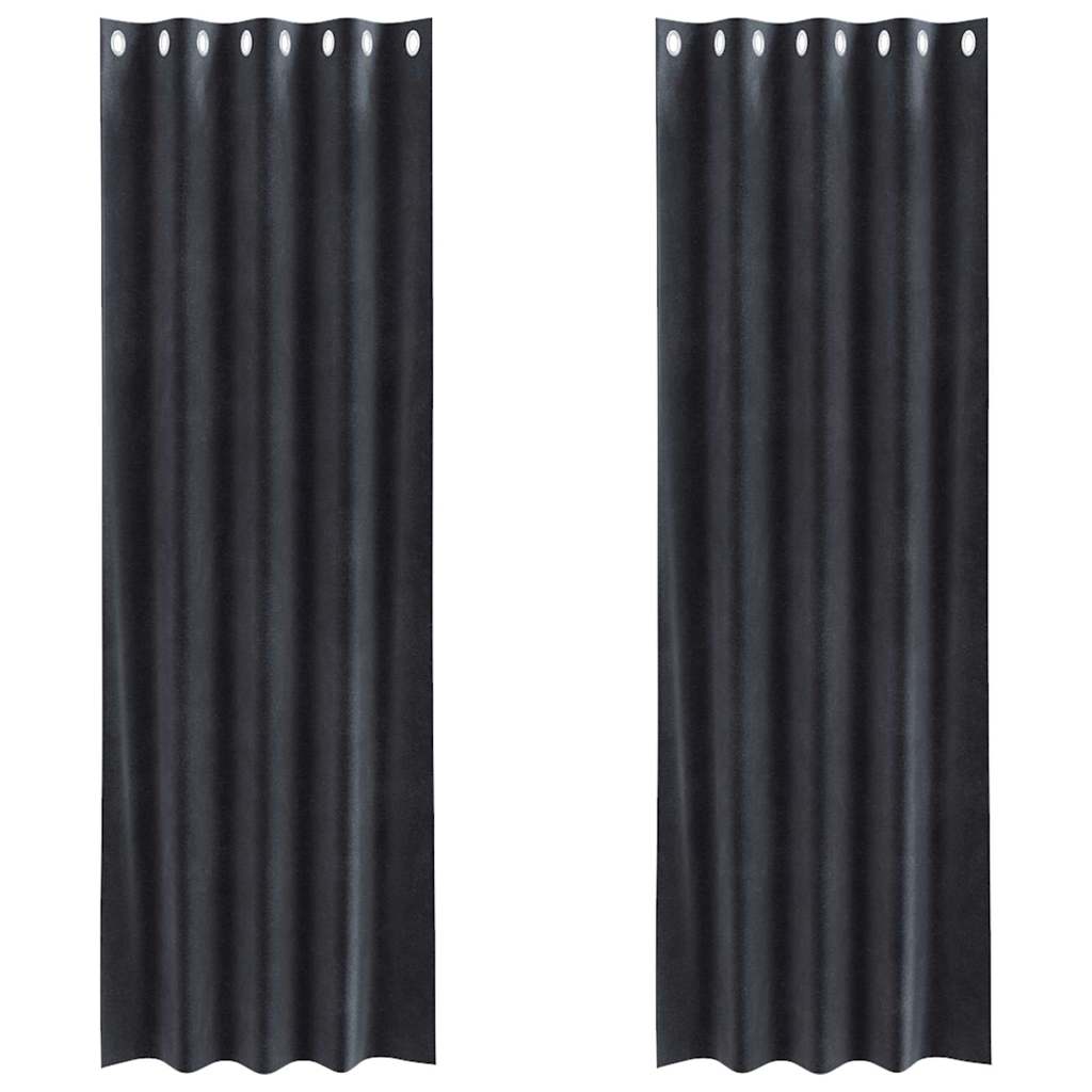 vidaXL Rideaux occultants 2 pcs Gris foncé 140 x 260 cm Velours