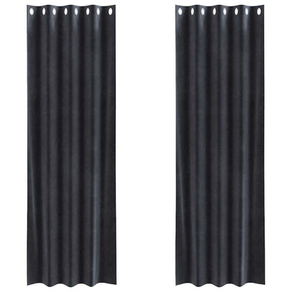 vidaXL Rideaux occultants 2 pcs Gris foncé 140 x 260 cm Velours