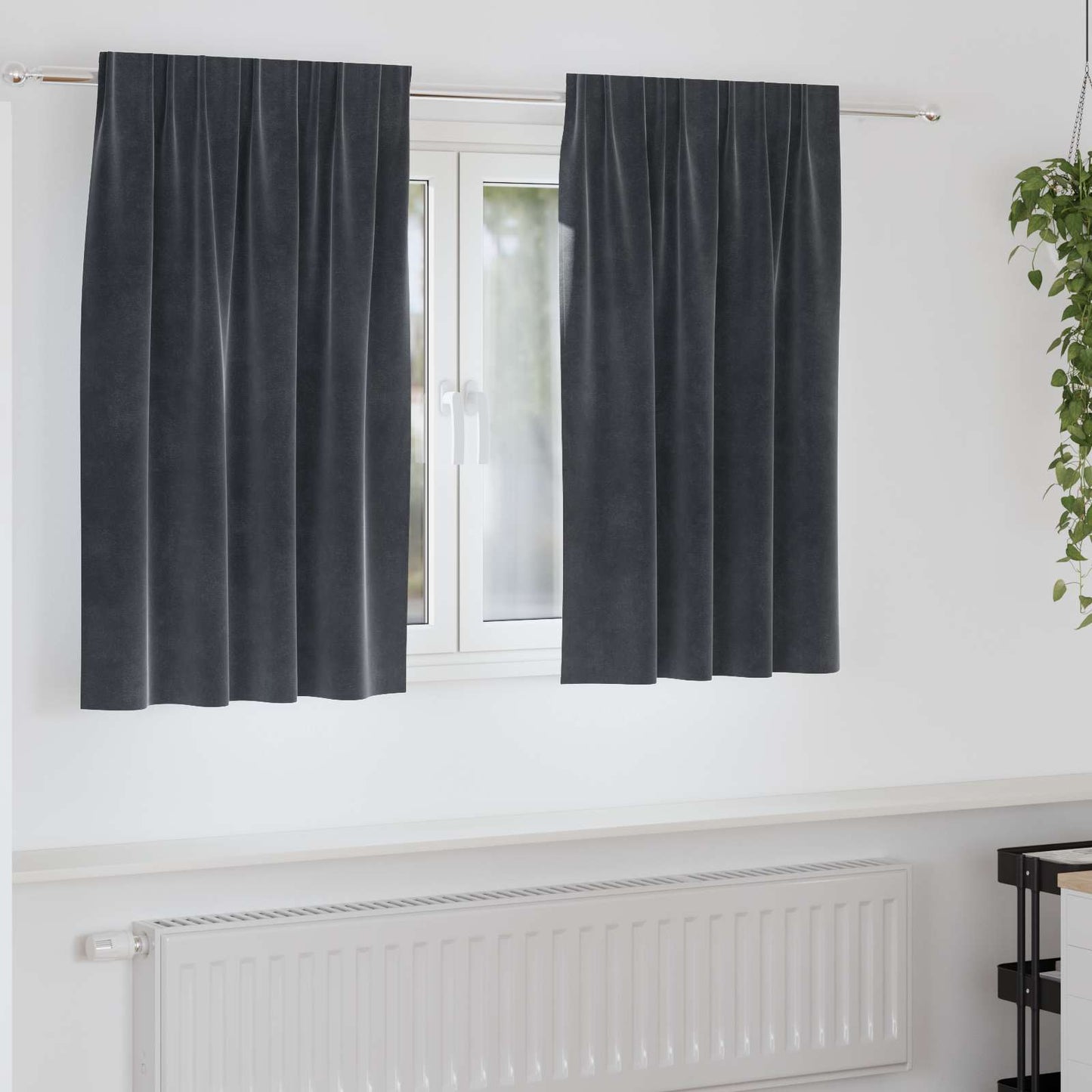 vidaXL Verdunkelungsvorhänge 2 pcs Dunkelgrau 140 x 140 cm Samt