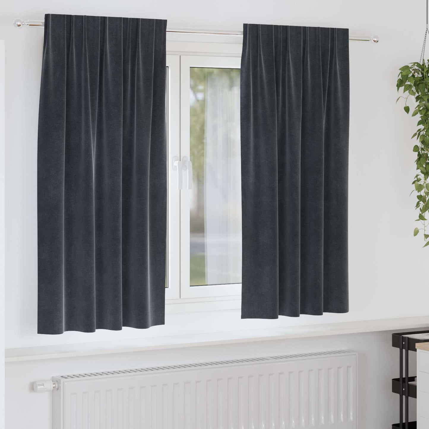 vidaXL Rideaux occultants 2 pcs Gris foncé 140 x 175 cm Velours