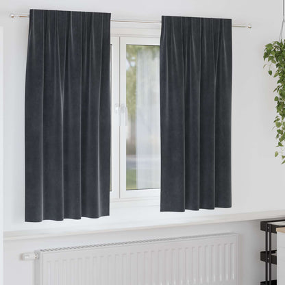 vidaXL Rideaux occultants 2 pcs Gris foncé 140 x 175 cm Velours