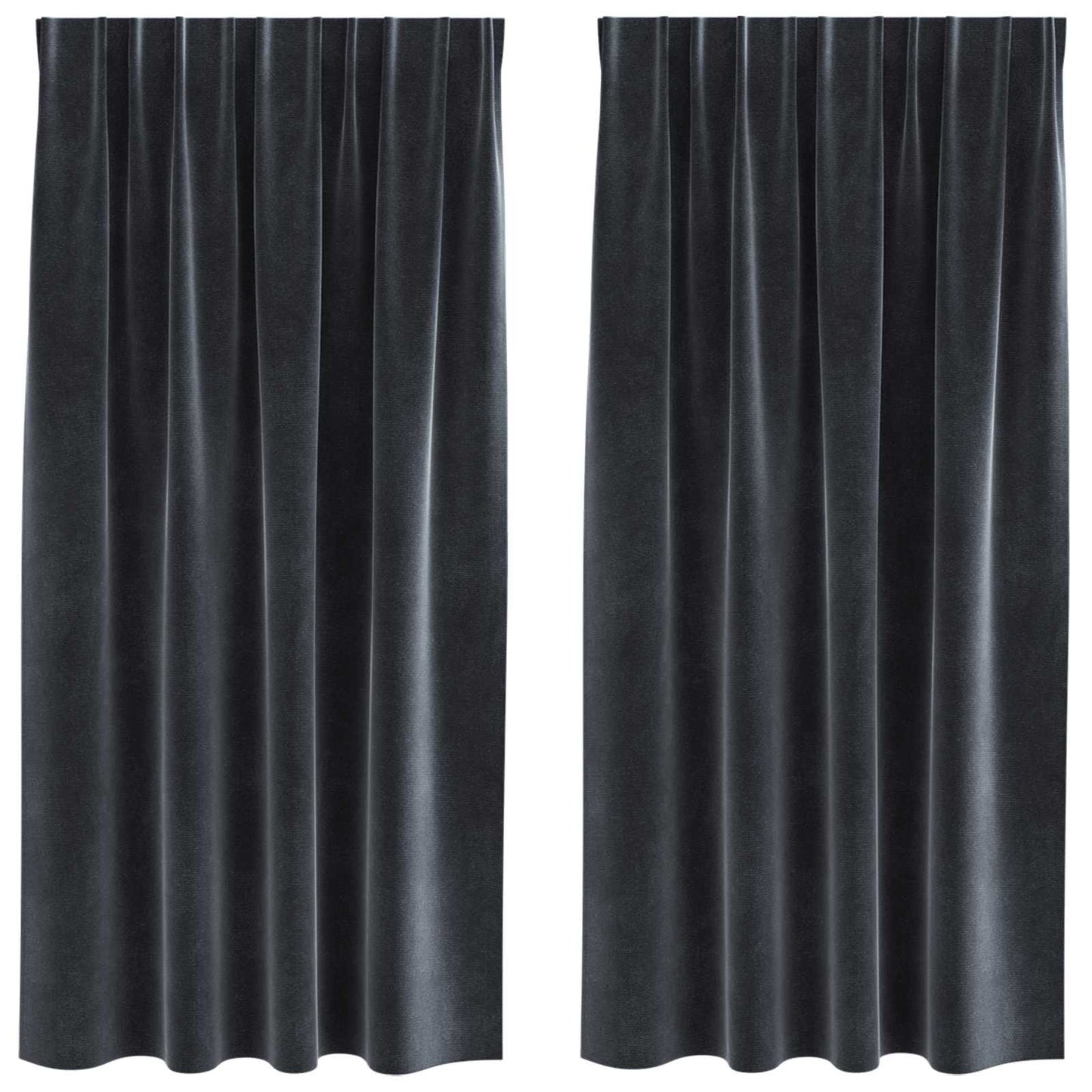 vidaXL Rideaux occultants 2 pcs Gris foncé 140 x 175 cm Velours