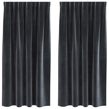 vidaXL Rideaux occultants 2 pcs Gris foncé 140 x 175 cm Velours