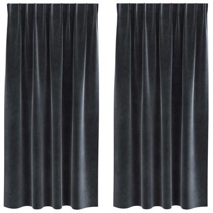 vidaXL Rideaux occultants 2 pcs Gris foncé 140 x 175 cm Velours