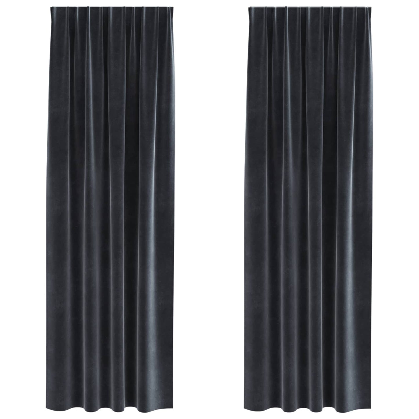 vidaXL Rideaux occultants 2 pcs Gris foncé 140 x 225 cm Velours